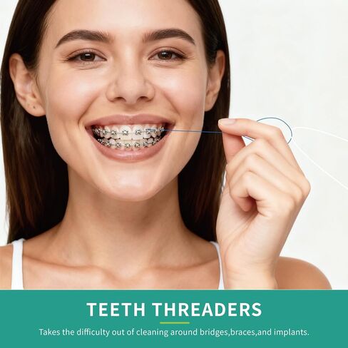 Floss Threaders for Braces, Bridges & Dental Work, 500 Count (5 Packs of 100) | Dental Floss Threader | Easy Clean Between Teeth, Braces, Retainers & Implants | Nylon, Disposable in Saudi Arabia