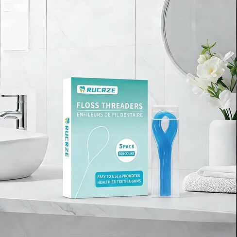 Floss Threaders for Braces, Bridges & Dental Work, 500 Count (5 Packs of 100) | Dental Floss Threader | Easy Clean Between Teeth, Braces, Retainers & Implants | Nylon, Disposable in Saudi Arabia