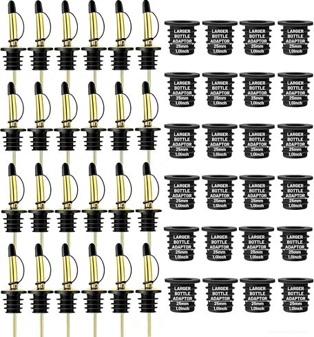 12-Pack Liquor Bottle Pourers with Adapters, Liquor Pour Spout Adapters set for for Large Olive Oil Bottles and Liquor Bottles - Up to 1 Inch/25mm Neck Converts Any Spout into a Large Pour Spout in Saudi Arabia