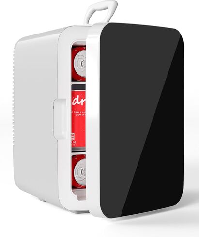 ثلاجة صغيرة مدمجة سعة 10 لتر، ثلاجة صغيرة محمولة، مبرد صغير لمستحضرات التجميل، ثلاجة صغيرة سعة 2.6 جالون مع محولات تيار متردد/تيار مستمر للمشروبات والطعام والمكياج وغرفة النوم والمكتب والنوم، أسود كلاسيكي in Kuwait