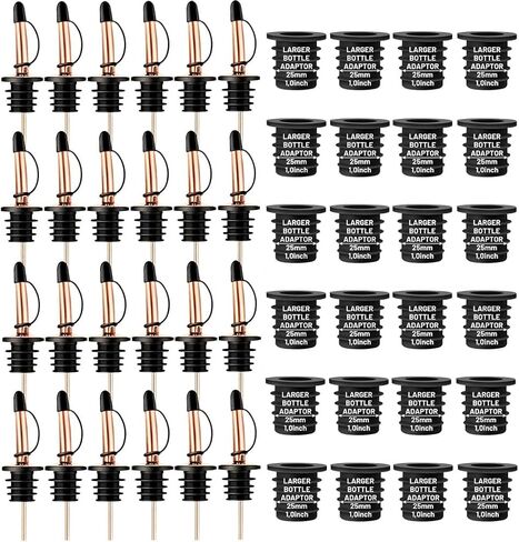 12-Pack Liquor Bottle Pourers with Adapters, Liquor Pour Spout Adapters set for for Large Olive Oil Bottles and Liquor Bottles - Up to 1 Inch/25mm Neck Converts Any Spout into a Large Pour Spout in Saudi Arabia