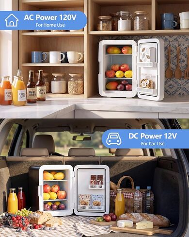 Electactic 10L Compact Mini Fridge, Portable Small Refrigerator, Small Cosmetics Cooler, 2.6 Gal Mini Fridge with AC/DC Adapters for Beverage, Food, Makeup, Bedroom, Office, Dorm, Classic Black in Saudi Arabia