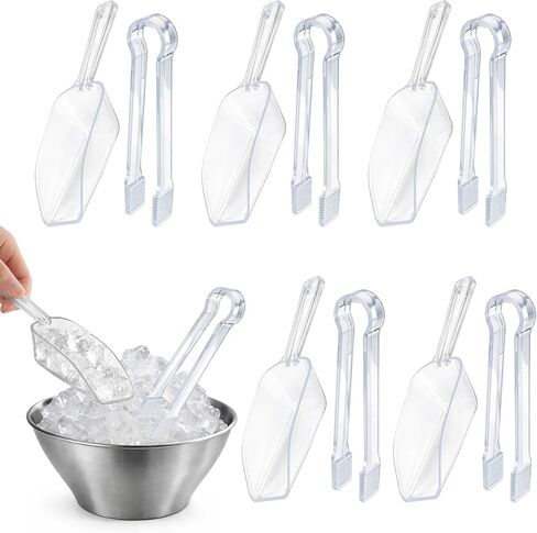 12 Pieces Plastic Ice Tongs and Scoops Mini Kitchen Tongs Utility Mini Buffet Scoop for Cocktail Whiskey Tea Party Candy Coffee and Buffet or Daily Use (pink) in Saudi Arabia