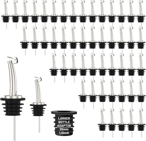 12-Pack Liquor Bottle Pourers with Adapters, Liquor Pour Spout Adapters set for for Large Olive Oil Bottles and Liquor Bottles - Up to 1 Inch/25mm Neck Converts Any Spout into a Large Pour Spout in Saudi Arabia