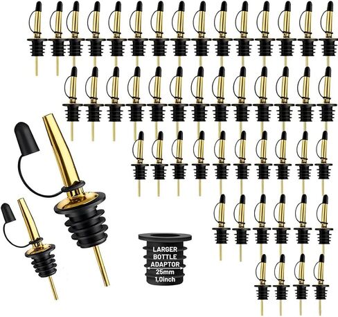 12-Pack Liquor Bottle Pourers with Adapters, Liquor Pour Spout Adapters set for for Large Olive Oil Bottles and Liquor Bottles - Up to 1 Inch/25mm Neck Converts Any Spout into a Large Pour Spout in Saudi Arabia