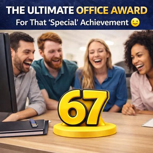 67 جائزة ميمي مضحكة - جائزة مكتب ملتوي من الراتنج، تمثال رقم أصفر غامق، هدية هفوة ساخرة للمكتب والأصدقاء وهواة الجمع in Kuwait