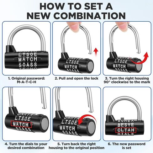 4 عبوات من 5 أحرف - أقفال كلمات قابلة لإعادة الضبط بدون مفتاح لخزائن الصالة الرياضية وصناديق الأدوات والخزائن والمشبك - سبائك الزنك شديدة التحمل، مجموعة مكونة من 5 أرقام (أسود، فضي، أحمر، أزرق) in Kuwait