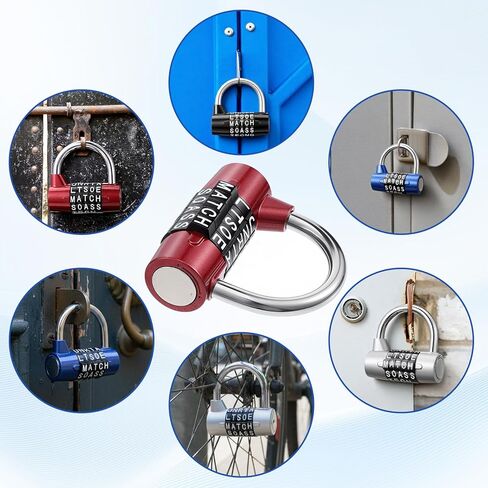 4 عبوات من 5 أحرف - أقفال كلمات قابلة لإعادة الضبط بدون مفتاح لخزائن الصالة الرياضية وصناديق الأدوات والخزائن والمشبك - سبائك الزنك شديدة التحمل، مجموعة مكونة من 5 أرقام (أسود، فضي، أحمر، أزرق) in Kuwait