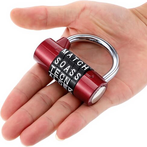 4 عبوات من 5 أحرف - أقفال كلمات قابلة لإعادة الضبط بدون مفتاح لخزائن الصالة الرياضية وصناديق الأدوات والخزائن والمشبك - سبائك الزنك شديدة التحمل، مجموعة مكونة من 5 أرقام (أسود، فضي، أحمر، أزرق) in Kuwait