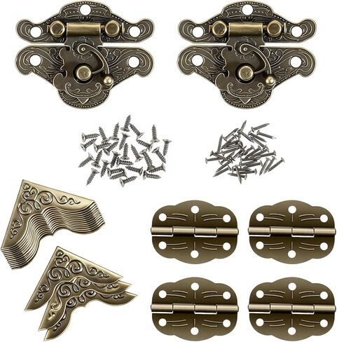 مجموعتان من المفصلات الصغيرة المنقوشة العتيقة بمشبك للصندوق الخشبي والصناديق، ومفصلات صناديق المجوهرات ومجموعة أدوات واقيات زوايا الصندوق مع براغي مطابقة، للصناديق الخشبية الصغيرة للخزانة المزخرفة in Kuwait