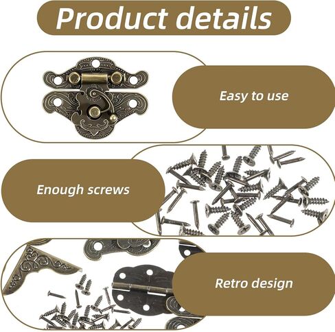 مجموعتان من المفصلات الصغيرة المنقوشة العتيقة بمشبك للصندوق الخشبي والصناديق، ومفصلات صناديق المجوهرات ومجموعة أدوات واقيات زوايا الصندوق مع براغي مطابقة، للصناديق الخشبية الصغيرة للخزانة المزخرفة in Kuwait