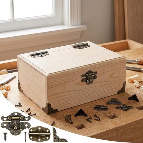 مجموعتان من المفصلات الصغيرة المنقوشة العتيقة بمشبك للصندوق الخشبي والصناديق، ومفصلات صناديق المجوهرات ومجموعة أدوات واقيات زوايا الصندوق مع براغي مطابقة، للصناديق الخشبية الصغيرة للخزانة المزخرفة in Kuwait