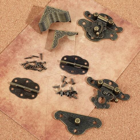 مجموعتان من المفصلات الصغيرة المنقوشة العتيقة بمشبك للصندوق الخشبي والصناديق، ومفصلات صناديق المجوهرات ومجموعة أدوات واقيات زوايا الصندوق مع براغي مطابقة، للصناديق الخشبية الصغيرة للخزانة المزخرفة in Kuwait