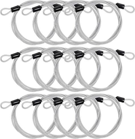 12 حزمة من قفل كابل الأمان بطول 4 أقدام/48 بوصة، كابل فولاذي 3 مم مع حلقات، حبل سلك مطلي بالفولاذ المضفر، قفل دراجة الأمتعة، حلقة مزدوجة آمنة لأقفال U، قفل وأقفال القرص in Kuwait
