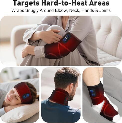 وسادة تدفئة لاسلكية للكوع مع ضوء أحمر، وسادة تدفئة للذراع، وسادة تدفئة لتخفيف آلام الذراع والكوع، وسادة تدفئة للكوع لالتهاب الأوتار ومرفق التنس، 3 مستويات للحرارة، أسود in Kuwait