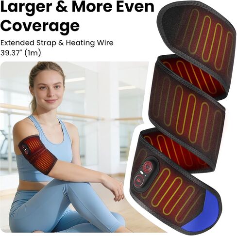 وسادة تدفئة لاسلكية للكوع مع ضوء أحمر، وسادة تدفئة للذراع، وسادة تدفئة لتخفيف آلام الذراع والكوع، وسادة تدفئة للكوع لالتهاب الأوتار ومرفق التنس، 3 مستويات للحرارة، أسود in Kuwait