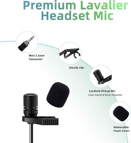 نظام ميكروفون لاسلكي على شكل طية صدر السترة مع سماعة رأس وميكروفونات Lavalier، جهاز استقبال معدني ذو 4 قنوات UHF مع 2 ميكروفونات محمولة و2 حقيبة للجسم، نطاق 300 قدم للغناء والكنيسة والكاريوكي والزفاف in Kuwait