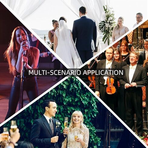 نظام ميكروفون لاسلكي على شكل طية صدر السترة مع سماعة رأس وميكروفونات Lavalier، جهاز استقبال معدني ذو 4 قنوات UHF مع 2 ميكروفونات محمولة و2 حقيبة للجسم، نطاق 300 قدم للغناء والكنيسة والكاريوكي والزفاف in Kuwait