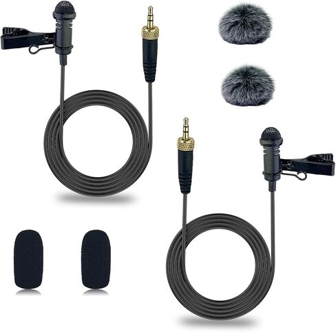 قطعتان من ميكروفون Lavalier متوافق مع DJI MIC 1/2 وRode Wireless GO II، ميكروفون متعدد الاتجاهات بمقبس TRS بزاوية 3.5 مم لبث مقابلة مدونة الفيديو والمزيد، 1.5 متر in Kuwait