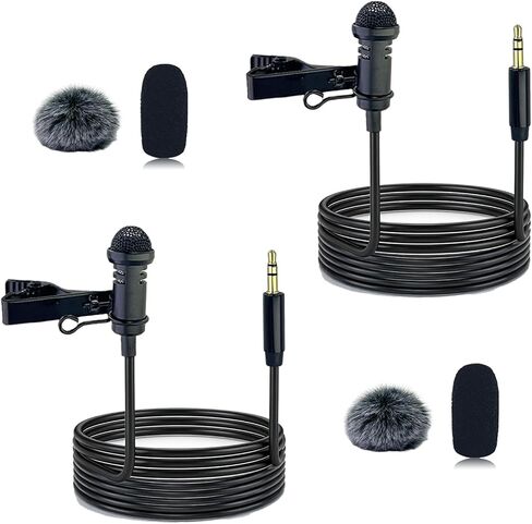 قطعتان من ميكروفون Lavalier متوافق مع DJI MIC 1/2 وRode Wireless GO II، ميكروفون متعدد الاتجاهات بمقبس TRS بزاوية 3.5 مم لبث مقابلة مدونة الفيديو والمزيد، 1.5 متر in Kuwait