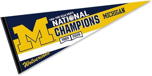 Michigan Team University Wolverines 2026 and 2 Time National Champions Pennant Flag in Saudi Arabia