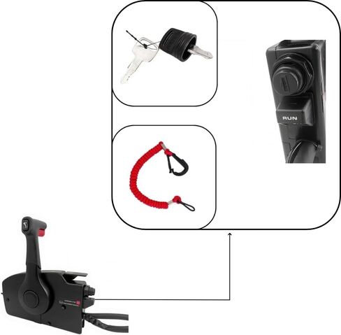 صندوق التحكم عن بعد للتركيب الجانبي GEN I 8Pin 881170A20 لمحرك ميركوري الخارجي مع حزام سحب 20 قدم للفتح، المقبض الأيمن in Kuwait