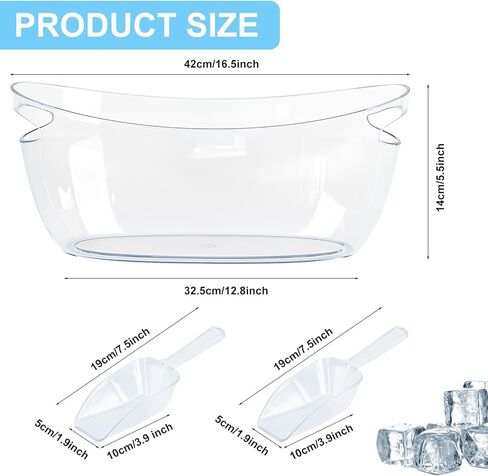 2-Pack Ice Buckets for Parties - Extra Large 5.5L Clear Beverage Tubs with Scoops, Perfect for Champagne, Beer, Sparkling Wine, and Cocktails - Mimosa Bar Essentials in Saudi Arabia