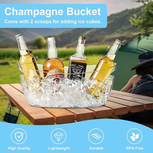 2-Pack Ice Buckets for Parties - Extra Large 5.5L Clear Beverage Tubs with Scoops, Perfect for Champagne, Beer, Sparkling Wine, and Cocktails - Mimosa Bar Essentials in Saudi Arabia