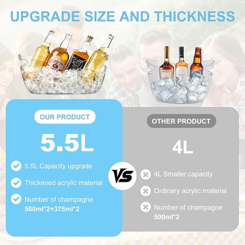 2-Pack Ice Buckets for Parties - Extra Large 5.5L Clear Beverage Tubs with Scoops, Perfect for Champagne, Beer, Sparkling Wine, and Cocktails - Mimosa Bar Essentials in Saudi Arabia