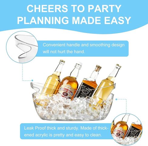 2-Pack Ice Buckets for Parties - Extra Large 5.5L Clear Beverage Tubs with Scoops, Perfect for Champagne, Beer, Sparkling Wine, and Cocktails - Mimosa Bar Essentials in Saudi Arabia