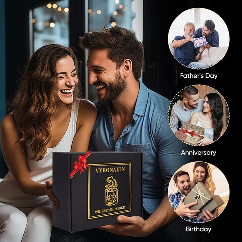 Whiskey Smoker Kit with Torch & 6 Flavor Wood Chips, Old Fashioned Cocktail Smoker Kit for Drinks, Bourbon Smoker Kit with 2 Glasses & 2 Ice Molds. Gifts for Men, Dad, Husband, Father(NO Butane) in Saudi Arabia