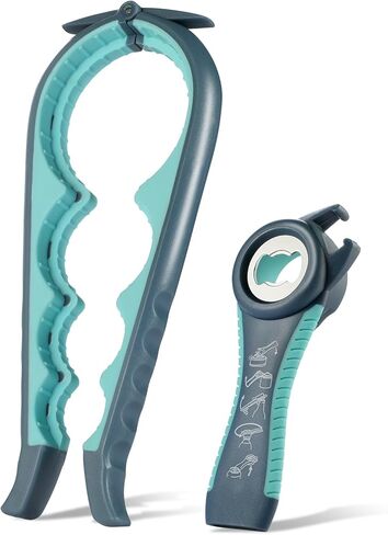 Jar Opener Bottle Opener, 5-in-1 Multi-Function Can Opener with Ergonomic Non-Slip Handle, Kitchen Tool Set for Weak Hands, Seniors with Arthritis, Blue in Saudi Arabia