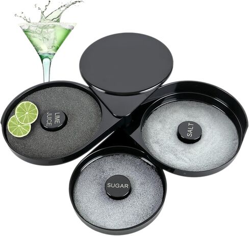 Margarita Salt Rimmer Set, 3-Tier Bar Glass Salt Rimmer for Cocktails with Separate Trays for Lime Juice, Salt and Sugar in Saudi Arabia