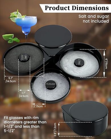 Margarita Salt Rimmer Set, 3-Tier Bar Glass Salt Rimmer for Cocktails with Separate Trays for Lime Juice, Salt and Sugar in Saudi Arabia