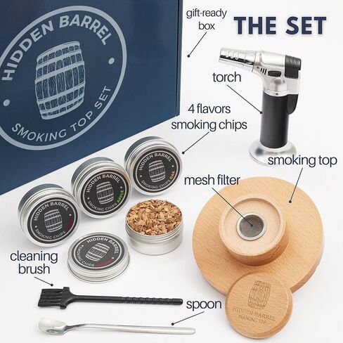 Whiskey Smoker Kits with Torch 4 Flavors Wood Chips Bourbon Cocktail Old Fashioned Smoker Kit Gifts for Man, Father’s Day, Christmas for Husband, Dad(No Butane) in Saudi Arabia