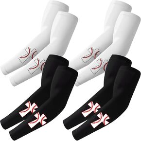 Shyyween 4 Pairs Baseball Cross Arm Sleeve Baseball Prayer Sleeves Religious Compression Arm Sleeves Faith Gift for Youth in Kuwait