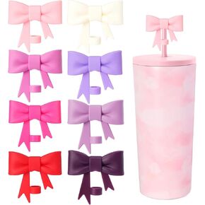 4 Pcs 8mm Cute Bow Straw Covers Cap Toppers Lids Compatible with Stanley Tumbler Cups,Reusable Cute Silicone StrawTips Protectors for Reusable DrinkingStraw,StrawAccessories-Black in Saudi Arabia