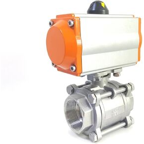 1PCS DN25 Three-Piece high Platform Pneumatic Ball Valve Stainless Steel Q611F-16P Double Acting Cylinder in Kuwait