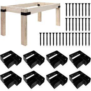 مجموعة أقواس منضدة العمل، 4 قطع دعامة زاوية لطاولة العمل شديدة التحمل للخشب 2 × 4 (1.5 بوصة × 3.5 بوصة فعليًا)، دعامات زاوية قائمة ثلاثية الاتجاهات لطاولة العمل المخصصة DIY in Kuwait