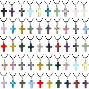 50 قطعة من قلادات الصليب الحجري، سلك قابل للتعديل، سحر الأحجار الكريمة الطبيعية مع لمسة نهائية مصقولة، صناعة المجوهرات بنفسك سحر متقاطع للأساور والأقراط والهدايا in Kuwait