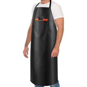 Waterproof Apron, Heavy Duty Extra Long Rubber Vinyl Apron with Pocket for Men, Adjustable Dishwasher Chemical Resistant Aprons for Dishwashing, Cooking, Butcher, Lab, Gardening in Saudi Arabia