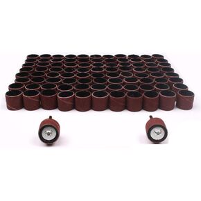 مجموعة صنفرة الطبل + 2 قطعة مغزل شريطي 1/8 بوصة أدوات دوارة للساق لقم ثقب الأظافر أدوات كاشطة متوافقة مع الروتاري الكبير 60 (حصى) 100 قطعة in Kuwait