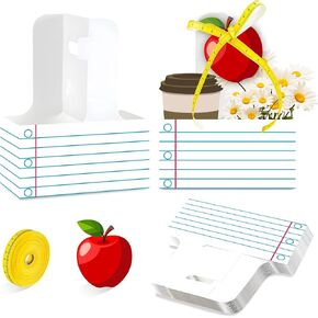 12 Set Teacher Appreciation Gifts 2 Cup Drink Carrier Disposable Cup Holders with Greeting Card Ribbon Composition Notebook Style Teacher Gift Bulk for Back to School Party Favors（Stripe,White） in Kuwait