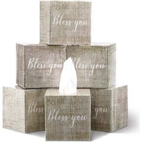 Sinmoe 6 Pack Christian Tissues Cube Boxes Bless You Facial Tissues Boxes Gifts Bulk with Vintage Wood Pattern Religious Bible Verse Face Tissue for Bless You Gift 2 Ply 80 Per Cube Box in Kuwait