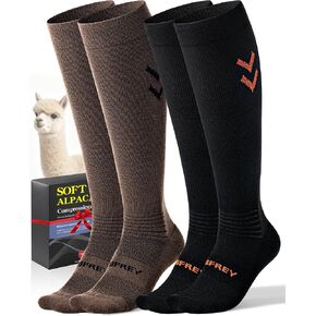 Soft Alpaca Compression Socks for Men & Women 18-25 mmHg - Microfiber Knit Alpaca Wool Socks for Hiking Travel Flying in Saudi Arabia