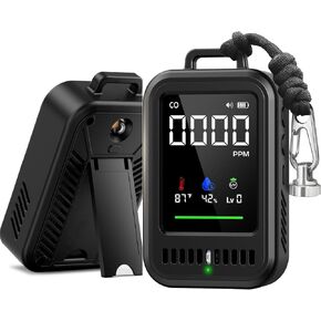 كاشف أول أكسيد الكربون المحمول 4 في 1 للسفر والتخييم، شاشة ثاني أكسيد الكربون قابلة لإعادة الشحن مع عرض درجة الحرارة والرطوبة ومؤشر الأشعة فوق البنفسجية، بطارية 1000 مللي أمبير في الساعة، مغناطيسي وحبل للمركبات الترفيهية والسيارة والخيمة والفندق in Kuwait