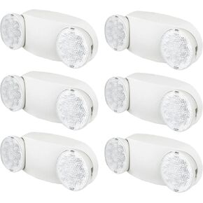 مصابيح الطوارئ LED من KASTLITE - مصابيح الطوارئ التجارية لانقطاع التيار الكهربائي - مصابيح الفيضانات ذات الرأسين القابلة للتعديل - مقاومة للحريق - بطارية احتياطية (90 دقيقة) - حامل على الحائط، مصنف للرطوبة، معيار المقاول in Kuwait