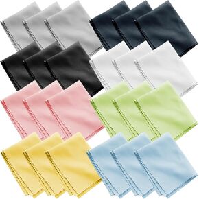 24 قطعة من قماش التنظيف المصنوع من الألياف الدقيقة، قطعة قماش لتنظيف زجاج العين، مناديل مبللة للنظارات، والهواتف المحمولة، والشاشات، والعدسات، والكاميرات، 6 × 6 بوصات، 8 ألوان in Kuwait