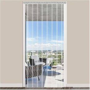 Heavy-Duty PVC Vinyl Strip Door Curtain Kit with Hardware, Clear Freezer Strip Curtain for Commercial Doorways, Smooth Warehouse & Garage Solution (W195xH270cm/76.77x106.3in) in Kuwait