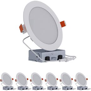 HALO HLB 6 في إضاءة LED مجوفة، موقع رطب غير قابل للتعتيم، لومن قابل للتحديد ولون قابل للاختيار 27/30/35/40/5000K، 6 عبوات من مصابيح السقف الداخلية والخارجية HLB6LSFS5-6PK in Kuwait